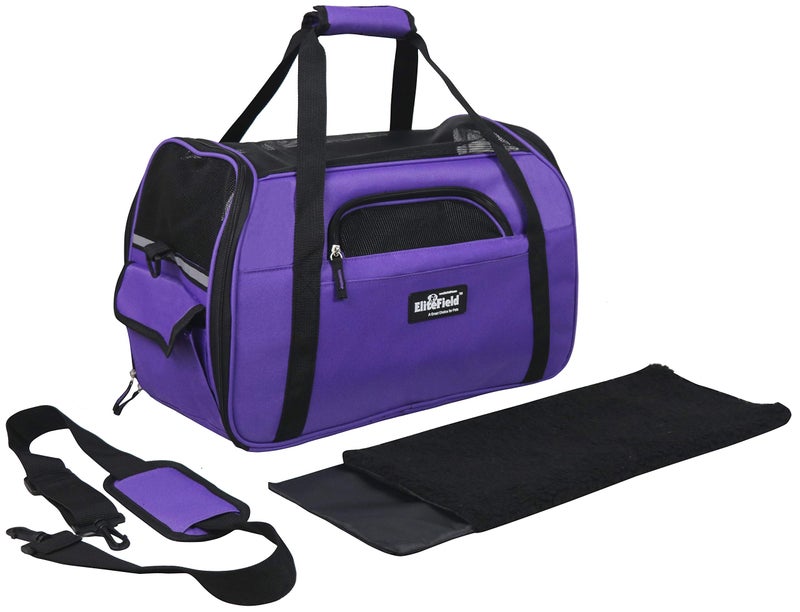 EliteField Soft Sided Pet Carrier (3 Year Warranty, Airline Approved), Multiple Sizes and Colors Available (Large: 19" L x 10" W x 13" H, Purple) - Image 4